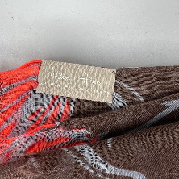 India Hicks Orange & Brown Floral Lightweight Scarf - Picture 4 of 8